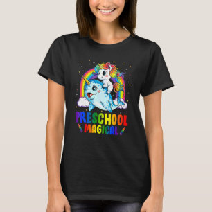 Förskole Magisk Enhörning Ridande Narval Tillbaka T Shirt