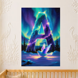 Förskolebrev A Namn Norrsken Babyfågel Perfect Poster