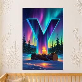 Förskolebrev Y Namn Norrsken Jul Perfect Poster