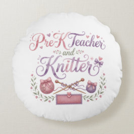 Förskolelärare och stickare Rund Kudd Kudde