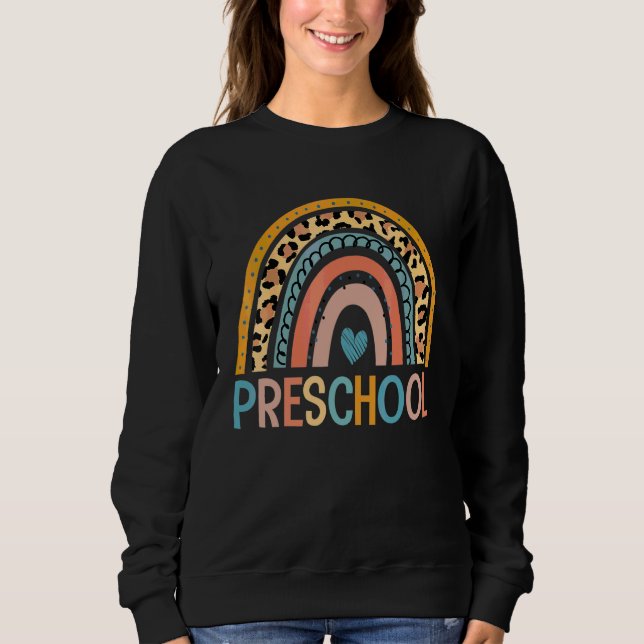 Förskoleleopard Regnbåge Första dagen Lärare Barn T Shirt (Framsida)