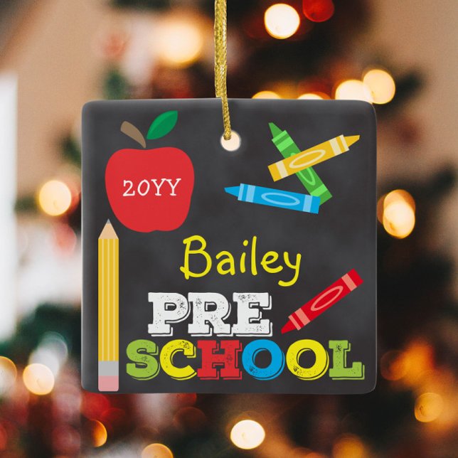 Förskolepresent Tavla i krita Färgglada barn Julgransprydnad Keramik (Skapare uppladdad)