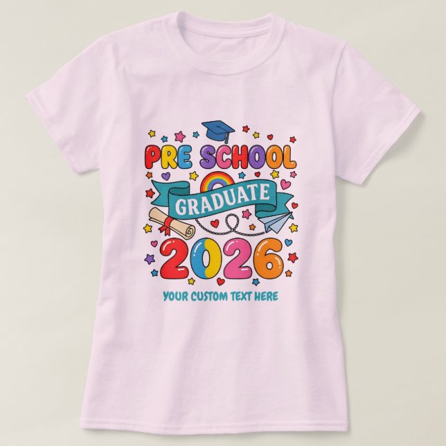 Förskoleutexaminerad 2026 Anpassad text T Shirt (Design framsida)