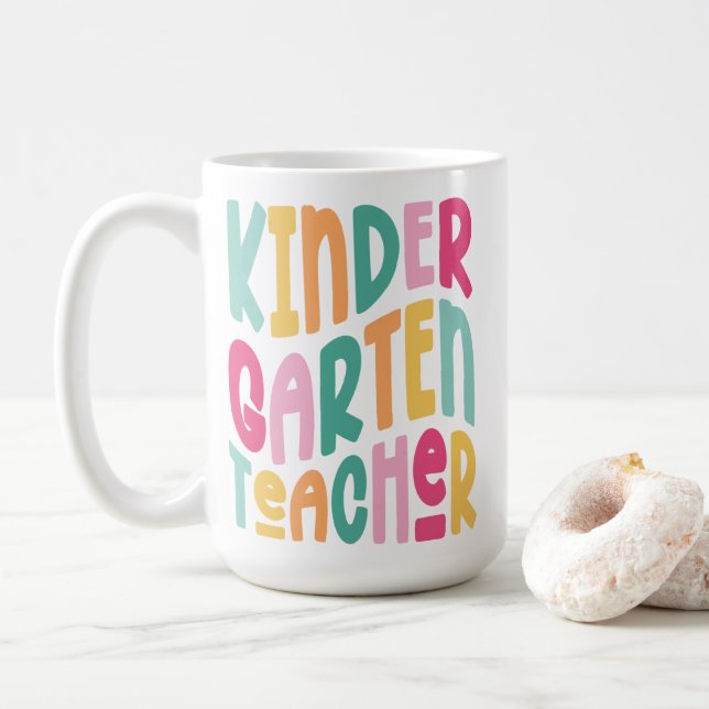 Förskollärarare Färgrik Text Kaffemugg (Med munk)