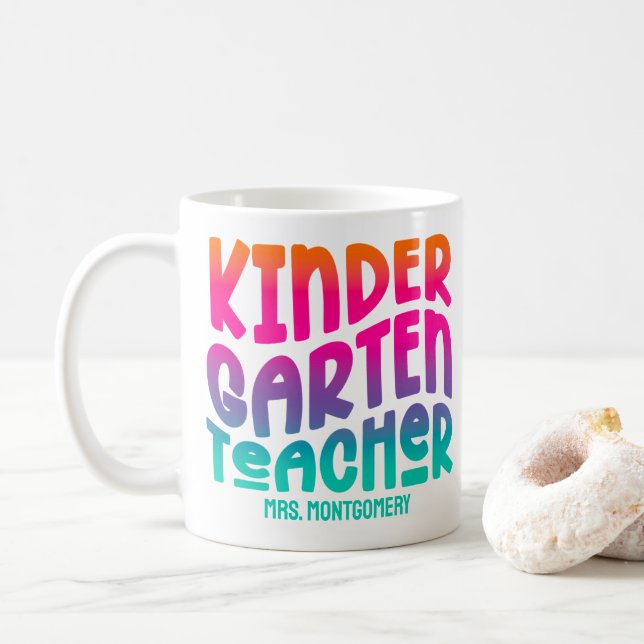 Förskollärare Färgglad Ombre  Kaffemugg (Med munk)