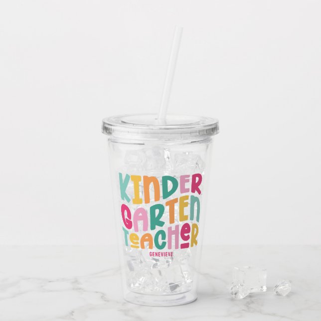 Förskollärare | Färgrik typografi Take Away Mugg (Baksida Ice)