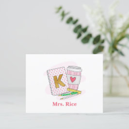 Förskollärare Rosa prick Snygg bok kaffe Vykort