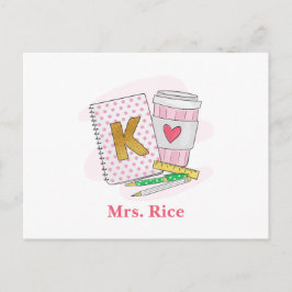 Förskollärare Rosa prick Snygg bok kaffe Vykort