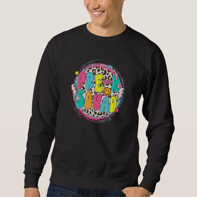 Förskollärare Tillbaka Till Skolan Leopard Lång Ärmad Tröja (Framsida)