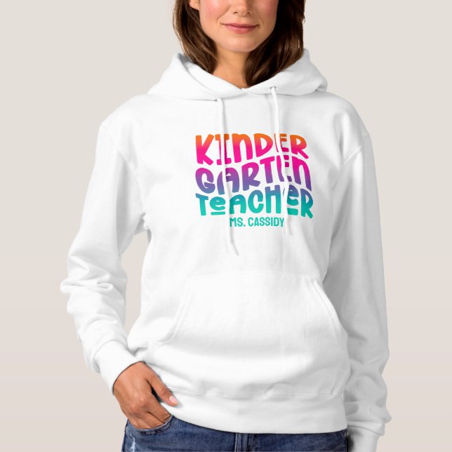 Förskollärarens färgglada Ombre-textdesign T Shirt (Framsida)