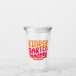 Förskollärarens Orange Röda Ombre Textdesign Take Away Mugg