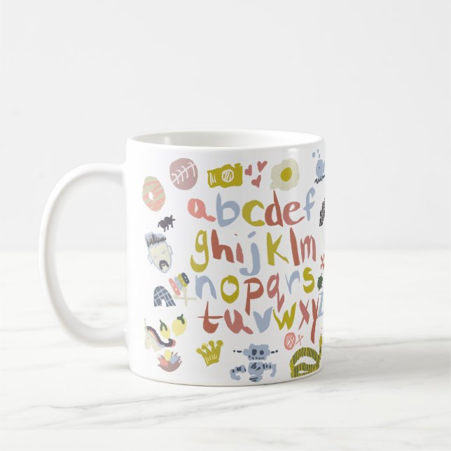 Förskollärares alfabet doodles kaffemugg (Vänster)