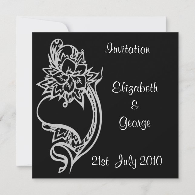 Förskönad hjärtainbjudan inbjudningar (Framsida)