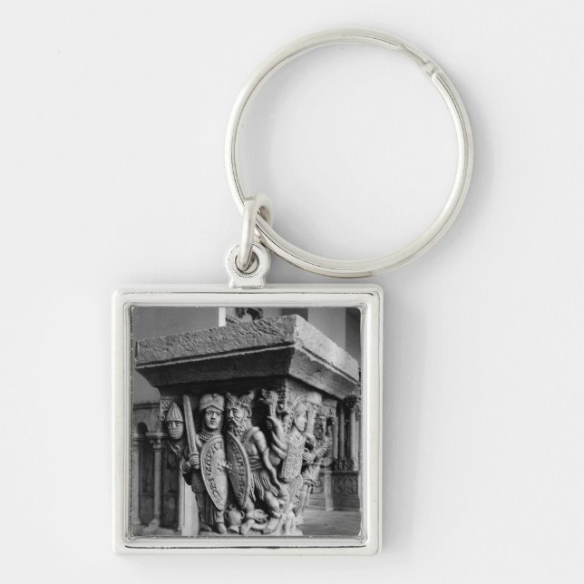 Förskoning mot snålhet fyrkantig silverfärgad nyckelring (Framsidan)