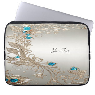 Förskönning av Guld Blue Stones Laptop sleeve