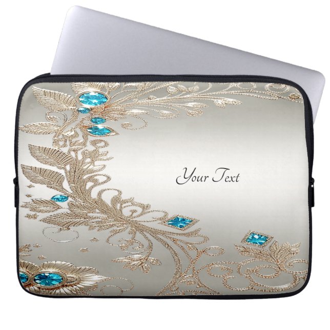 Förskönning av Guld Blue Stones Laptop sleeve (Framsidan)