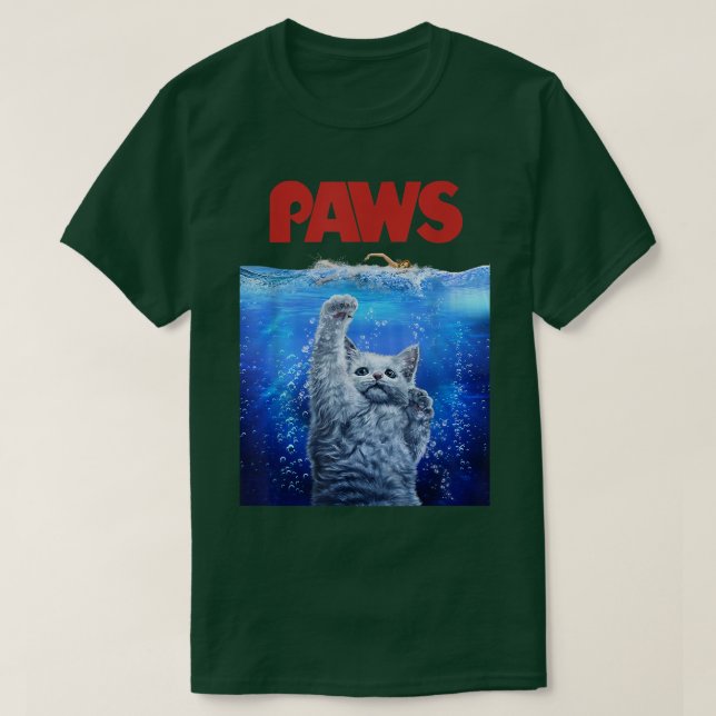 Förskräcklig Monster White Cat Attack Swimmer T Shirt (Design framsida)