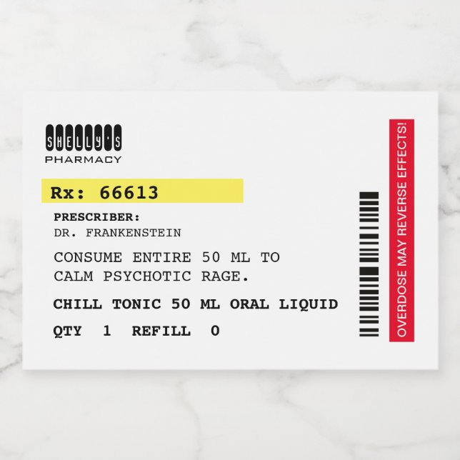 Förskrivning av kronisk fenolform spritflaskor etikett (Enkel etikett)