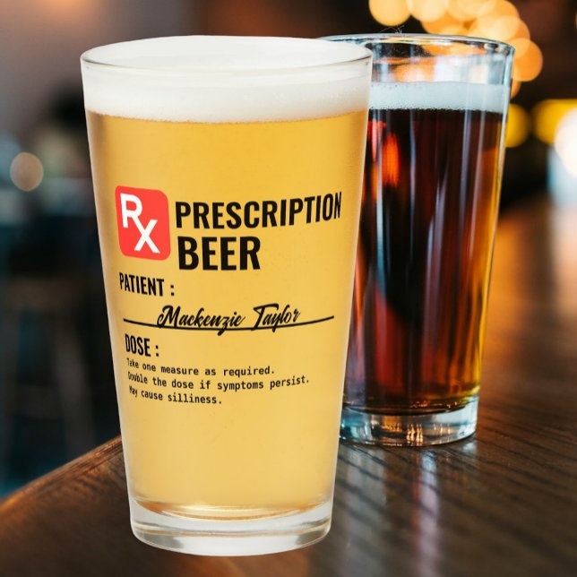 Förskrivning av personligens Novelty Drink Glaskopp (Personalized Novelty Prescription Drink Glass from Ricaso A fun gift idea for doctors, nurses & more)