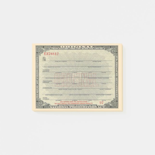 Förskrivning av vintage post-it block (Framsida)