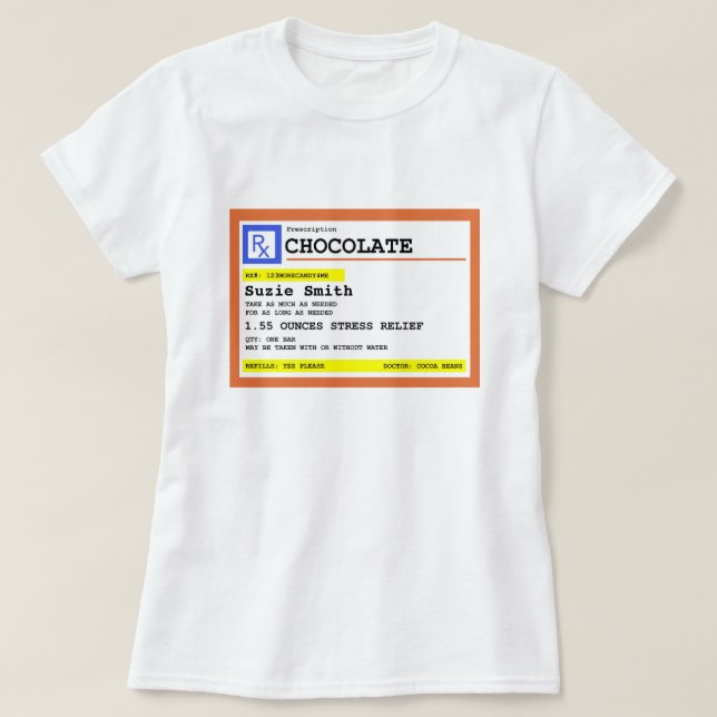 Förskrivning Chocolate Personlig T Shirt (Design framsida)