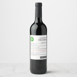 Förskrivningsetikett för Red Vin Vinflaska Etikett