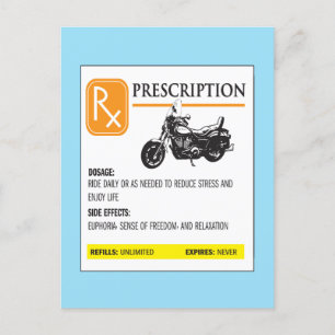 Förskrivningsmotorcykel funny vykort