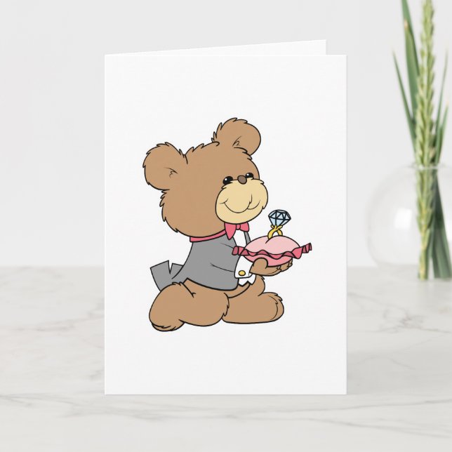förslag eller ringbärare teddybjörn design kort (Framsida)