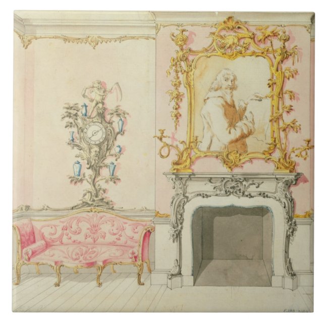 Förslag för en teckningruminsida, 1755-60 (w/c kakelplatta (Framsidan)