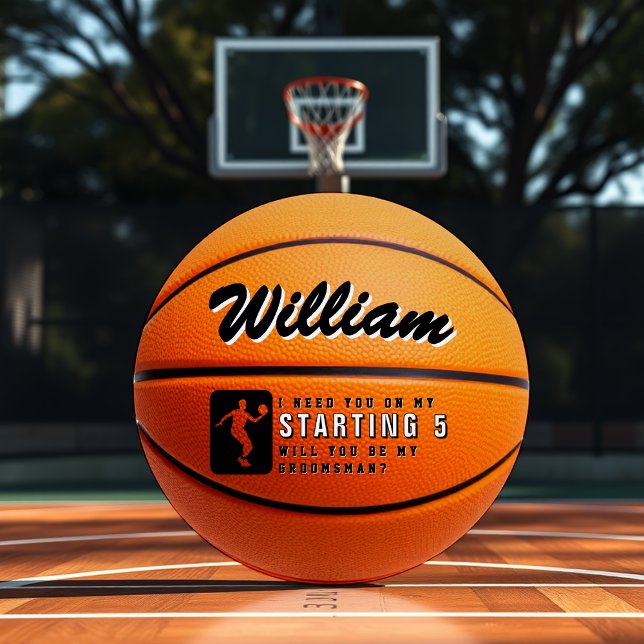Förslag till bröllopsman: De fem bästa i basket (Basketball Starting 5 Groomsman Proposal
)