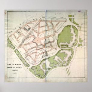 Förslag till gatuplan för Väster Fenway, Boston MO Poster