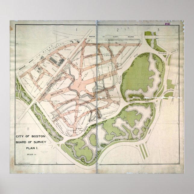 Förslag till gatuplan för Väster Fenway, Boston MO Poster (Framsidan)
