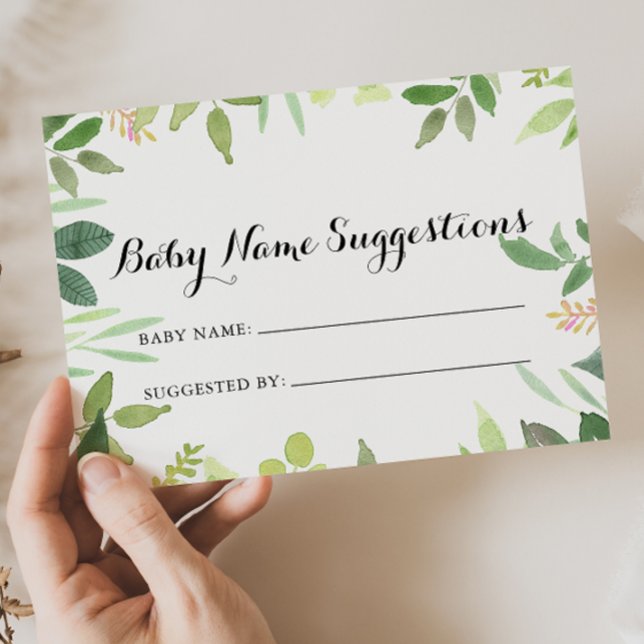 Förslagskort för Grey Botanical Baby Namn Visitkort (Skapare uppladdad)