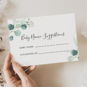 Förslagskort för sommartid Eucalyptus Baby Namn Visitkort