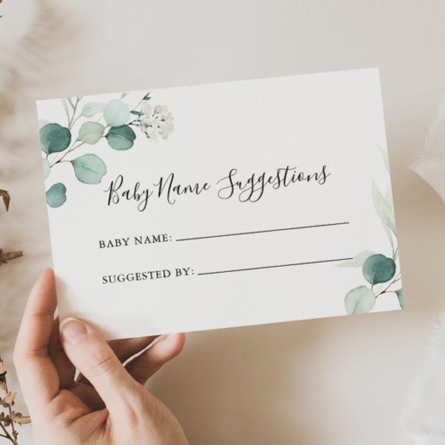 Förslagskort för sommartid Eucalyptus Baby Namn Visitkort (Skapare uppladdad)