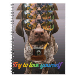 Försök med Kärlek själv | Cute Hund med glasögon o Anteckningsbok