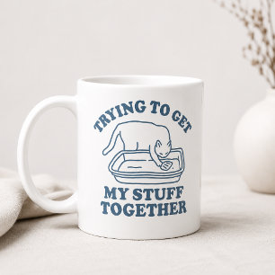 Försöker Få Min Grejer På Gång Katt Kaffemugg