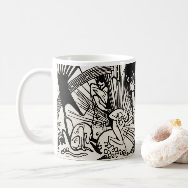 Försoning av Franz Marc Berömd Woodcut Kaffemugg (Med munk)