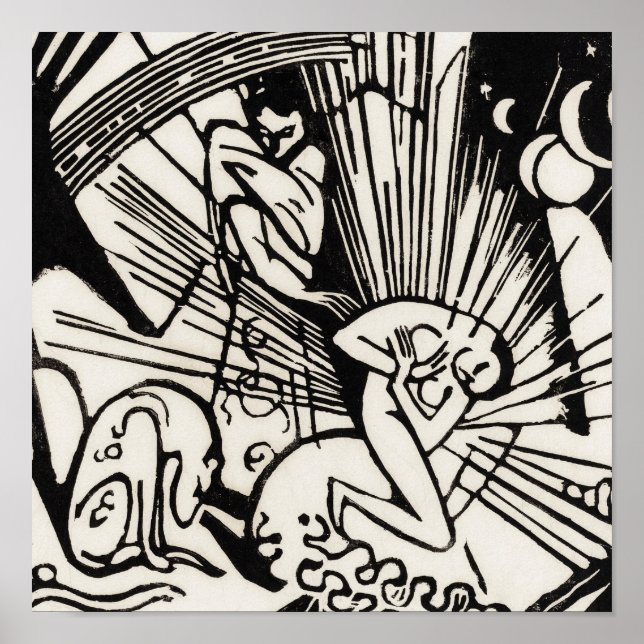 Försoning av Franz Marc Berömd Woodcut Poster (Framsidan)