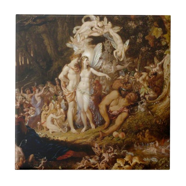 Försoningen av Oberon och Titania Kakelplatta (Framsidan)