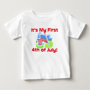 Först 4th Juli, gullig babyT-tröja Tröja