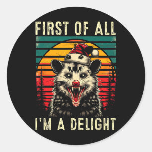 Först är jag en glad Arg Opossum Possum Ch Runt Klistermärke