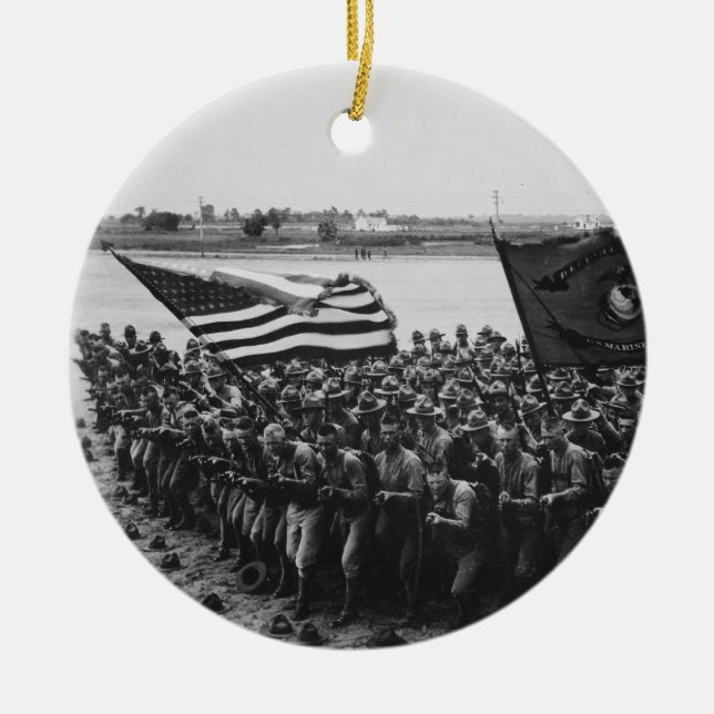 Först att slåss United States marinkorpraler 1918 Julgransprydnad Keramik (Framsidan)