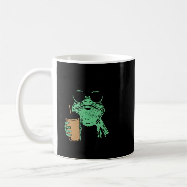 Först av Jesus Tror En Förtjusande Groda Kaffe Kaffemugg (Vänster)