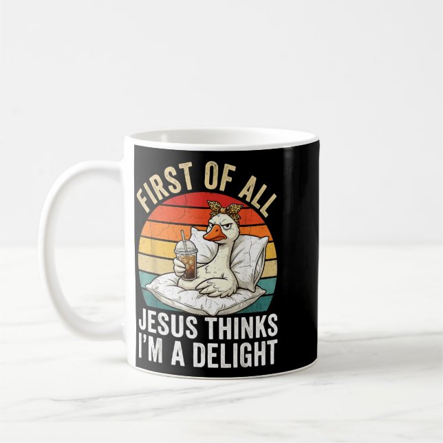 Först av Jesus tycker en förtjusning Rollig gås me Kaffemugg (Vänster)