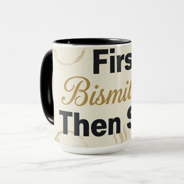 Först Bismillah Sedan Klunkar - Islamsk Kaffeälska Mugg (Framsida vänster)