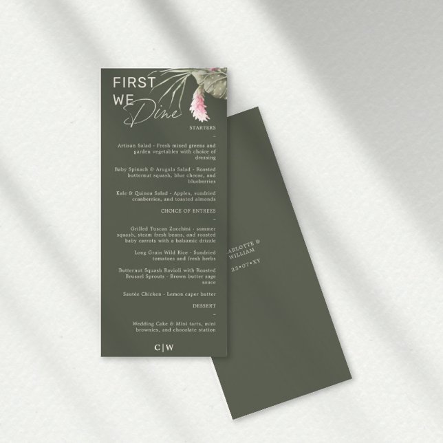 Först Dine Mörk grönt Tropical Bröllop Menu Meny (Skapare uppladdad)
