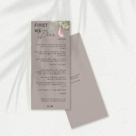 Först Dine Taupe Tropical Blommigt Bröllop Menu Meny