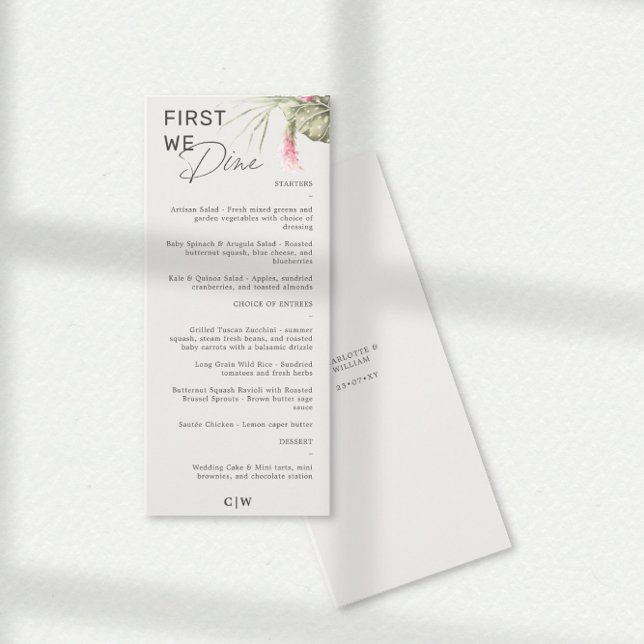 Först Dine Tropical Blommigt Bröllop Menu Meny (Skapare uppladdad)