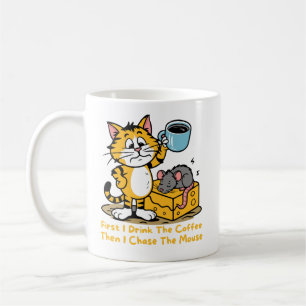 Först dricker jag kaffe, den bekväma matkaffekaffe kaffemugg